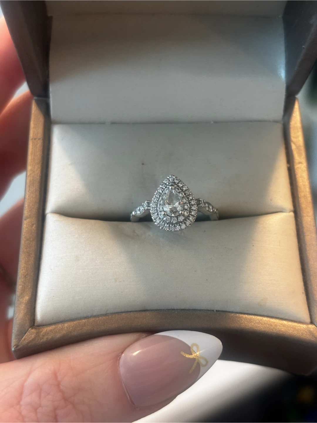 14kt White Gold Pear Shaped Diamond Double Halo Ring