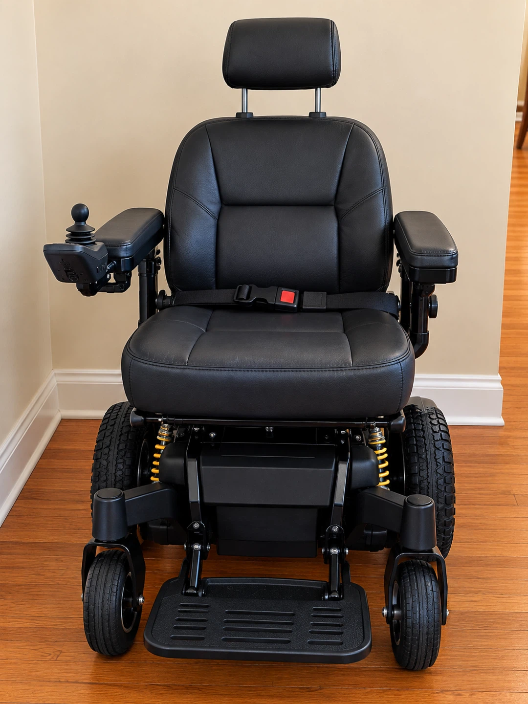 Black Leather Power Wheelchair