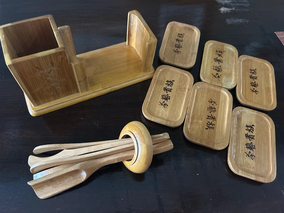 Bamboo Tea Set with Coasters and Utensils - photo 3