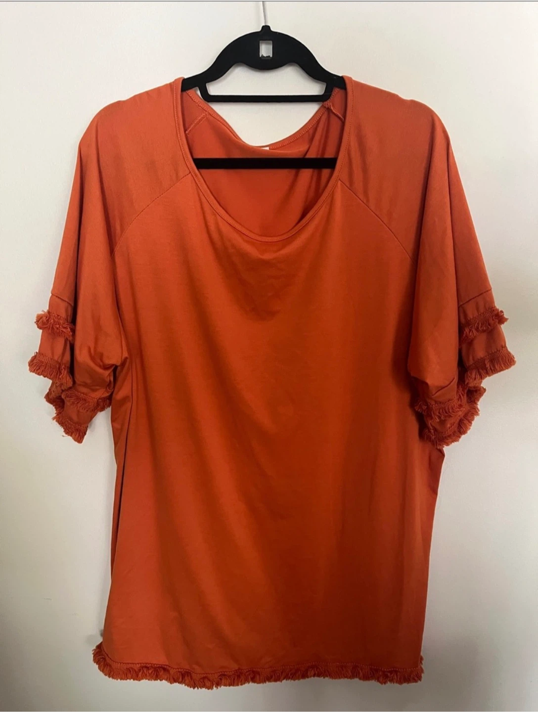 Orange T-Shirt with Fringe Detail - Size 3XL