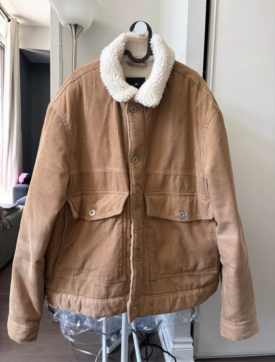 H&M Corduroy Sherpa Lined Jacket - Tan - photo 2