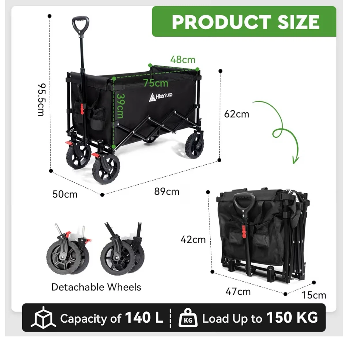 Black Folding Wagon - photo 5