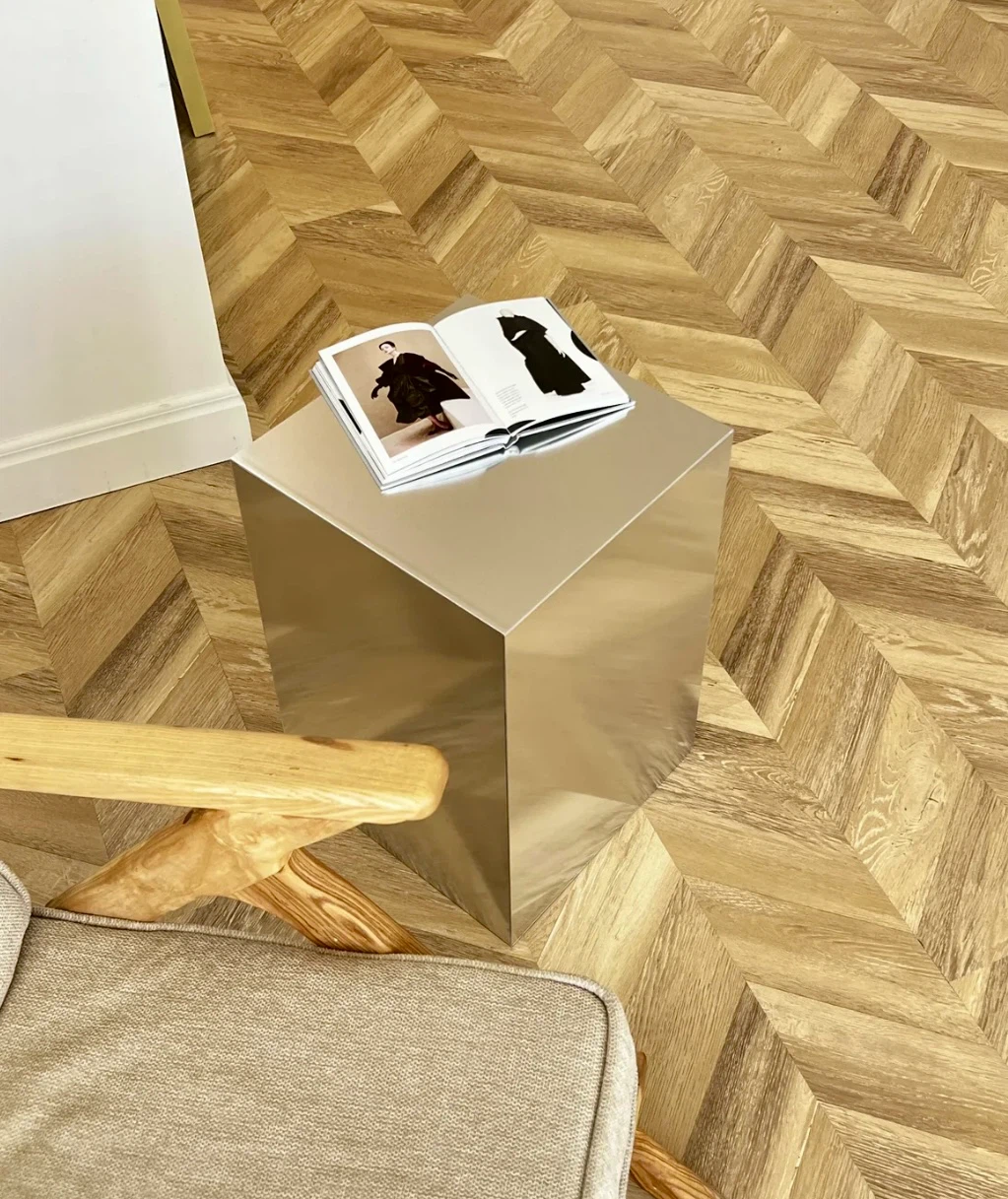 Silver Cube End Table Stool - photo 2