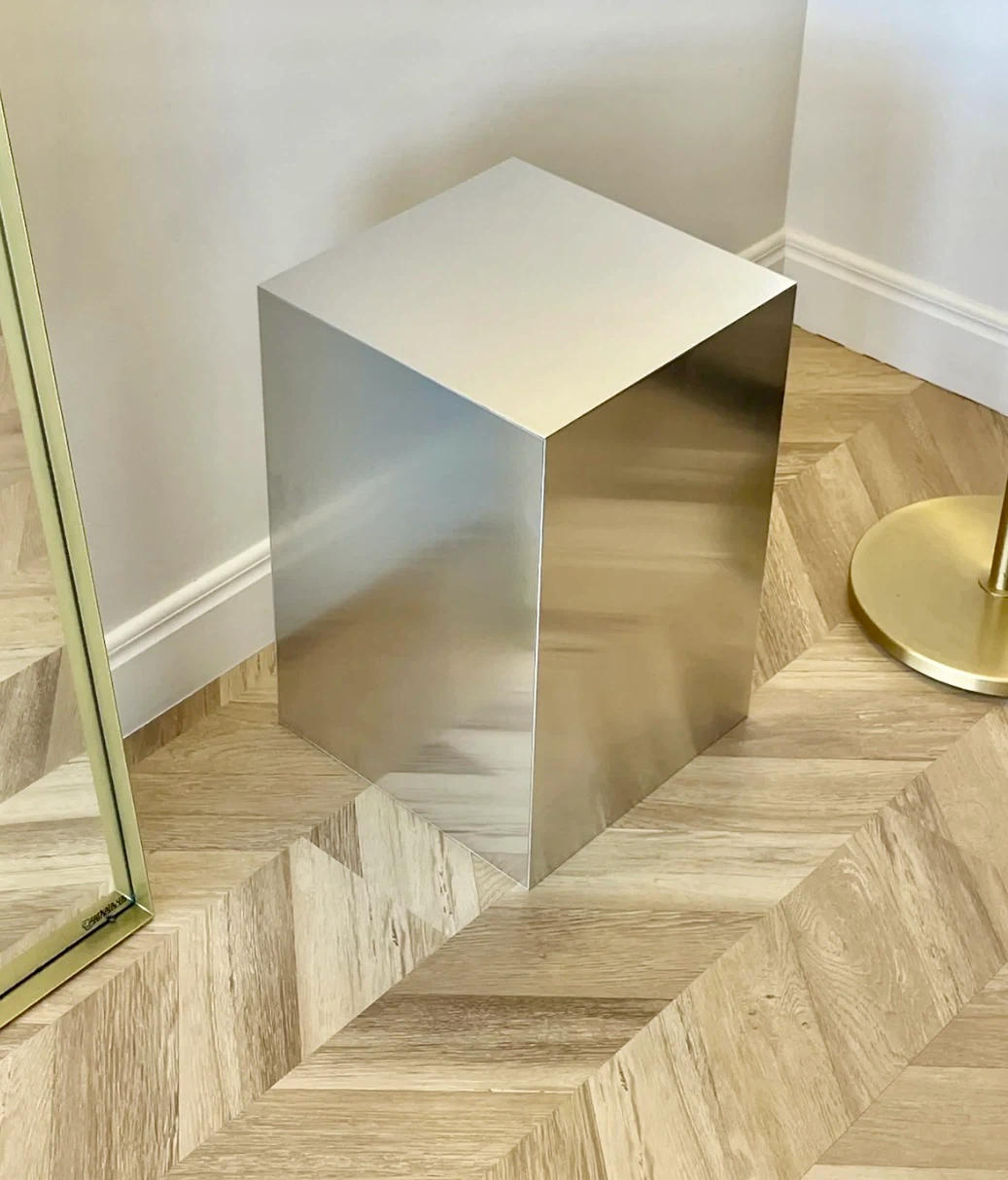 Silver Cube End Table Stool - photo 3