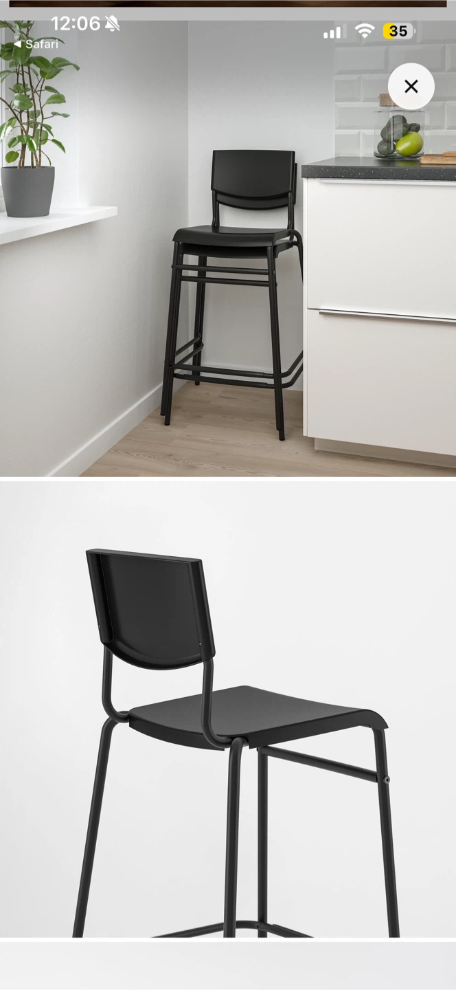 IKEA - STiG Bar stool with backrest, black - photo 3