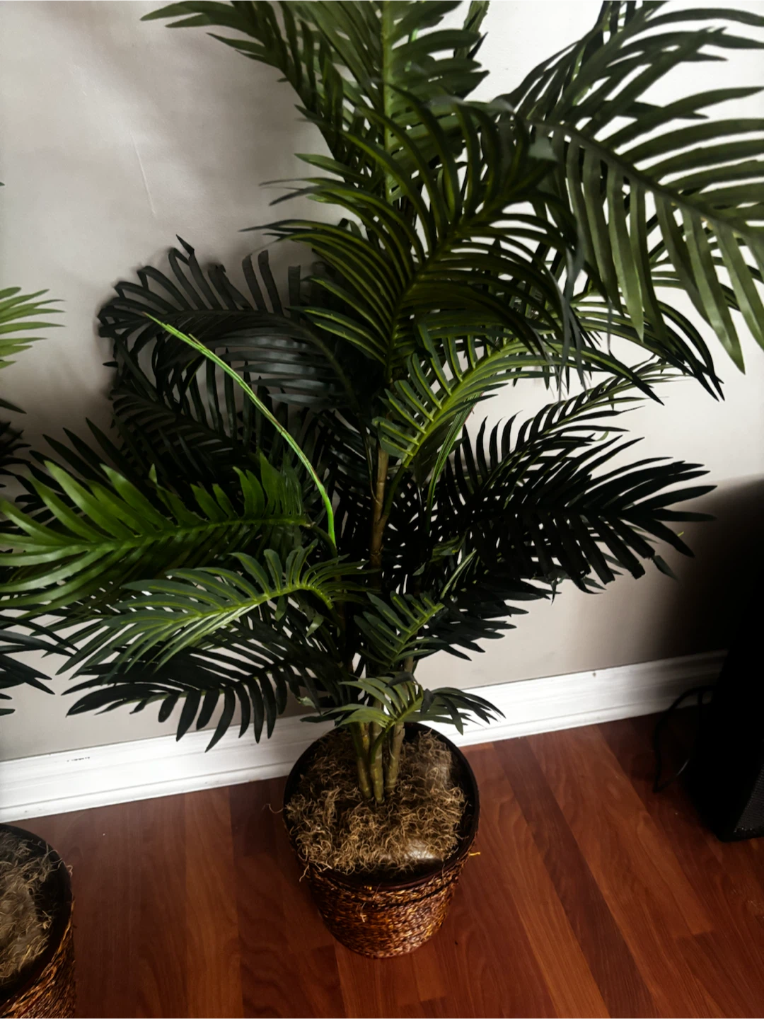 Two Artificial Palm Trees in Woven Baskets - photo 2