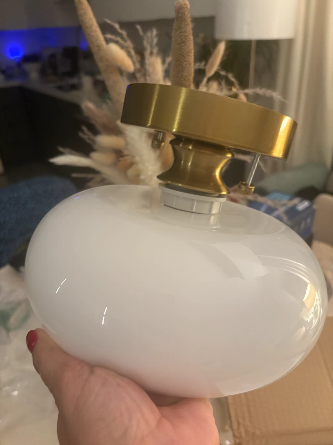 Gold and White Glass Flush Mount Ceiling Light - photo 3