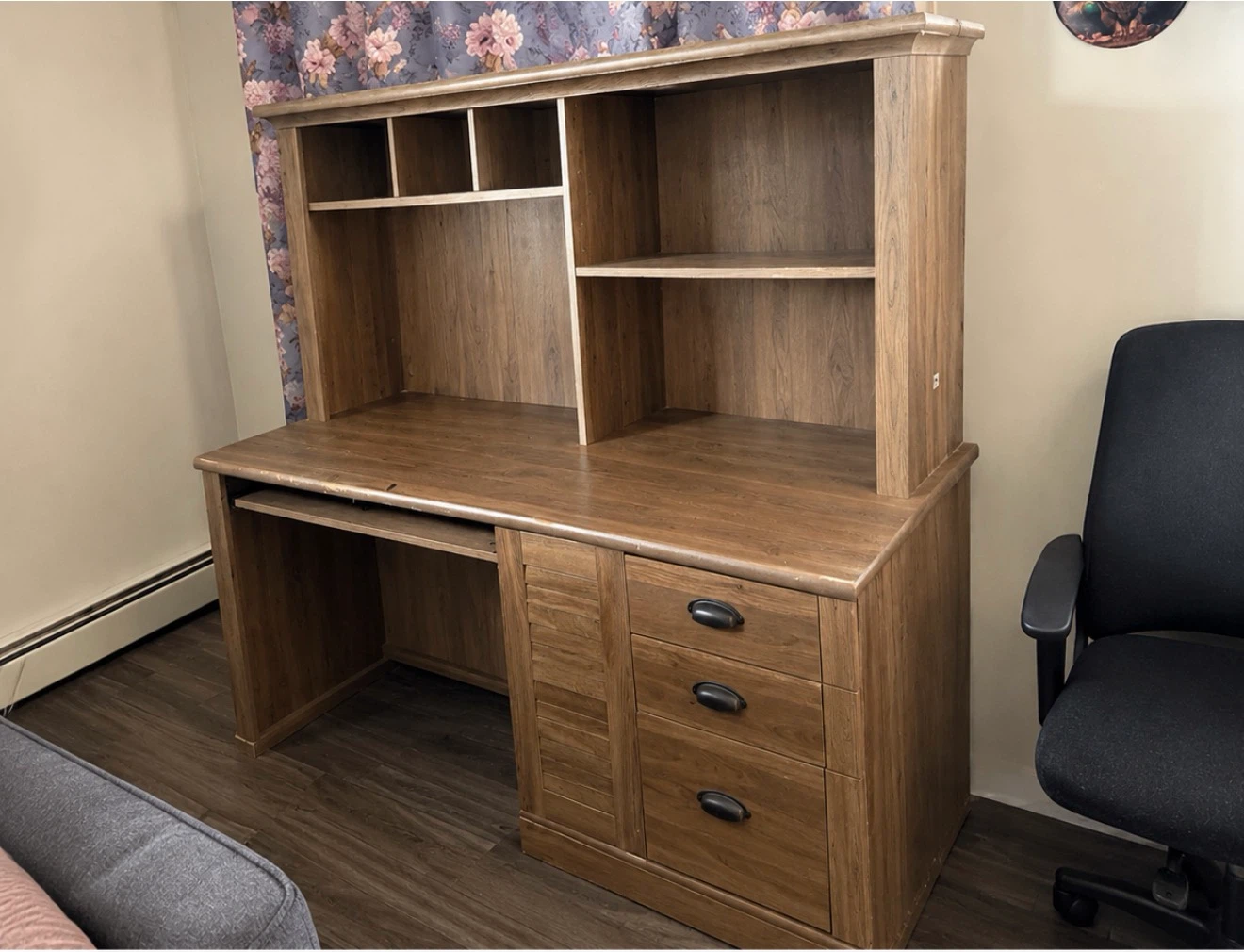 Wooden Desk with Hutch and Drawers