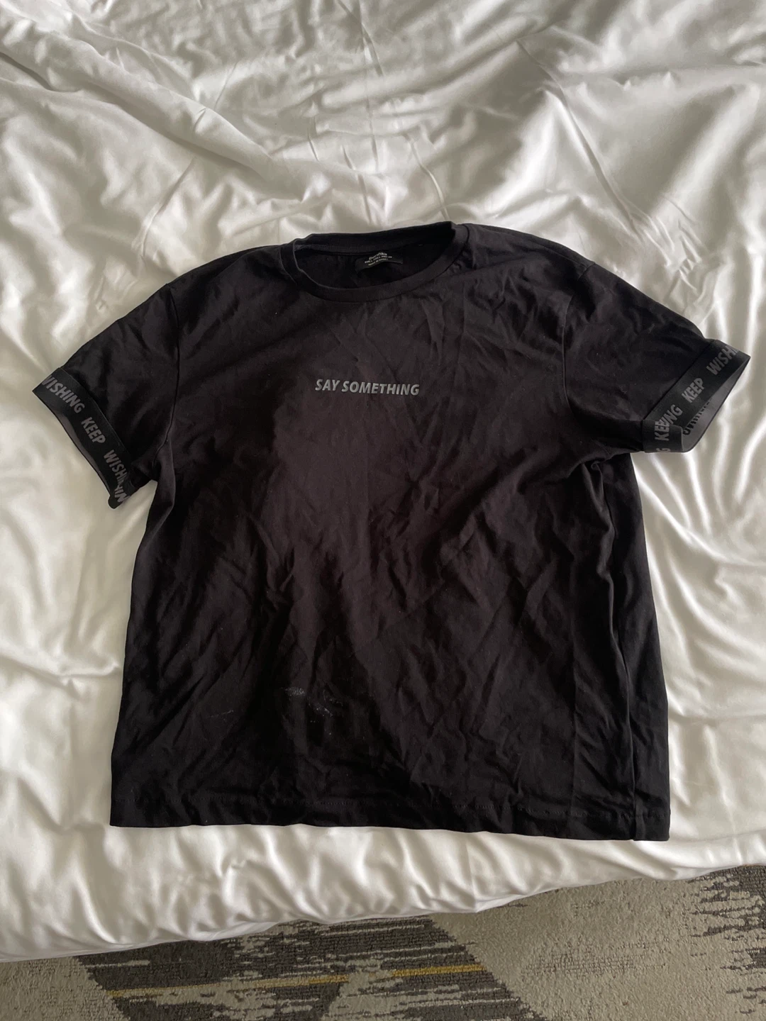 Black Graphic T-Shirt "Say Something"