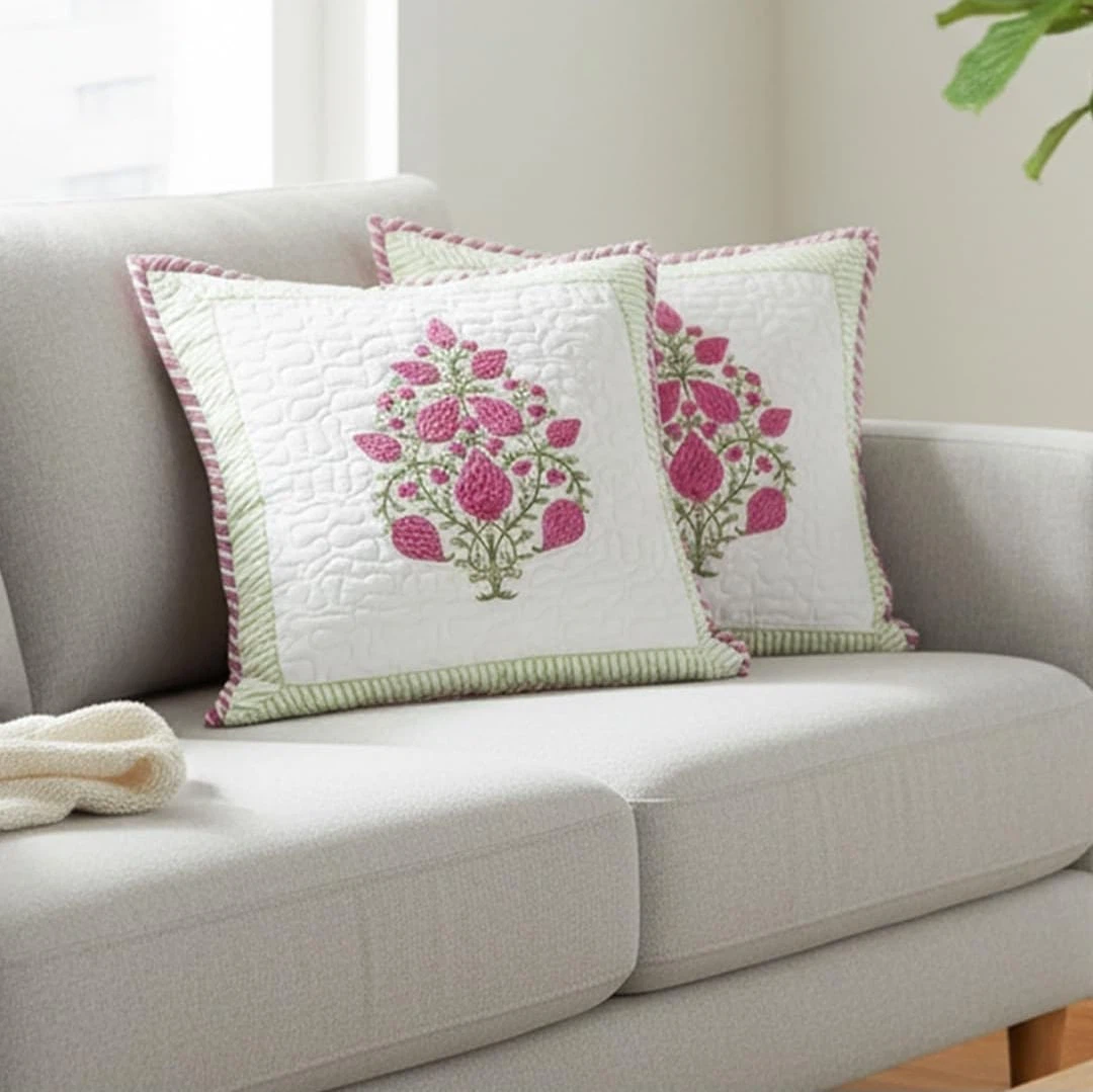 Set of 5 Quilted Throw Pillow Covers