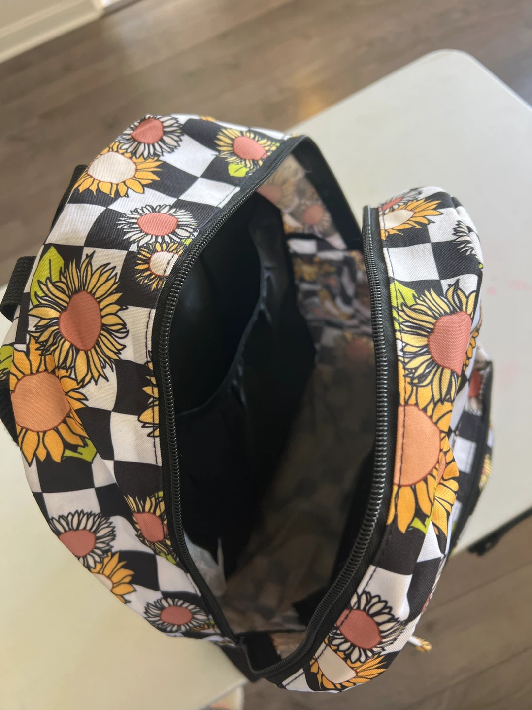 Sunflower and Checkerboard Print Backpack - photo 3