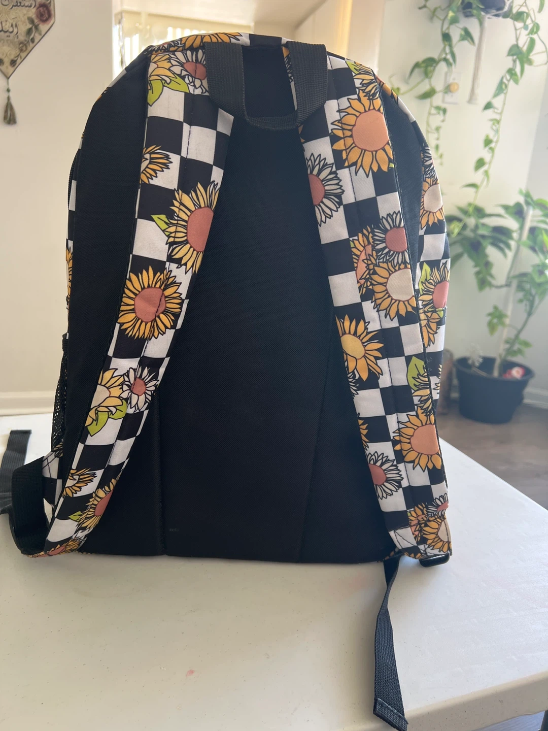 Sunflower and Checkerboard Print Backpack - photo 2