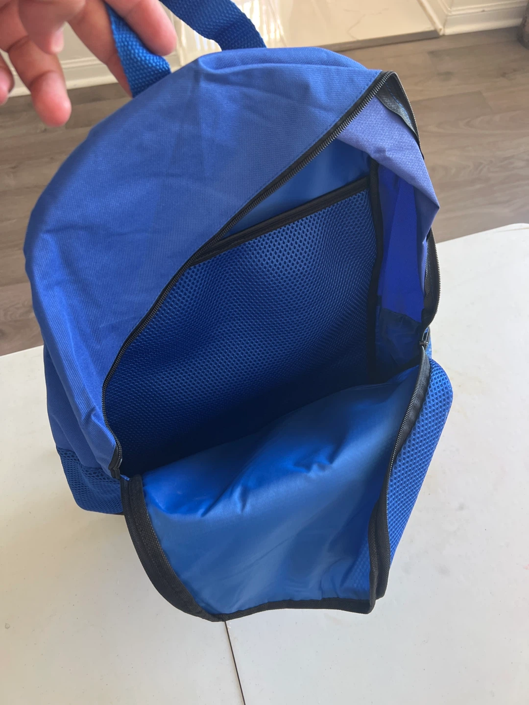 Blue mesh-detailed backpack - photo 3