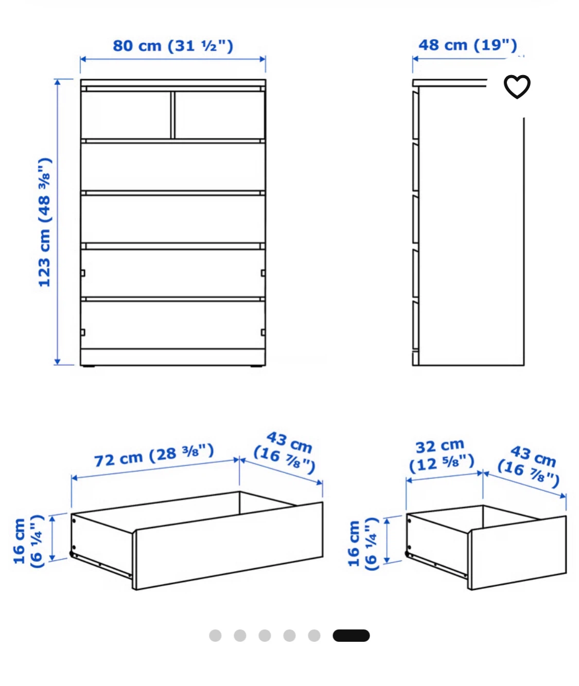 IKEA MALM 6-DRAWER DRESSER - photo 2