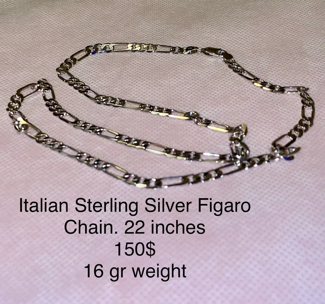 Italian Sterling Silver Massive Figaro Chain