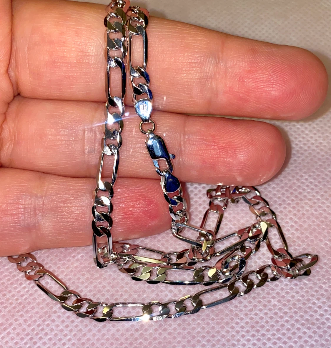 Italian Sterling Silver Massive Figaro Chain - photo 2