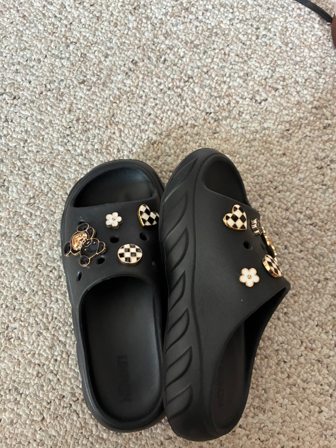 Linrun Black Slides with Charms - photo 2