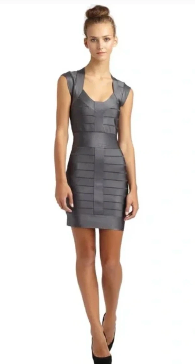 XS French Connection Spotlight  Bandage Bodycon Grey Dress - photo 3