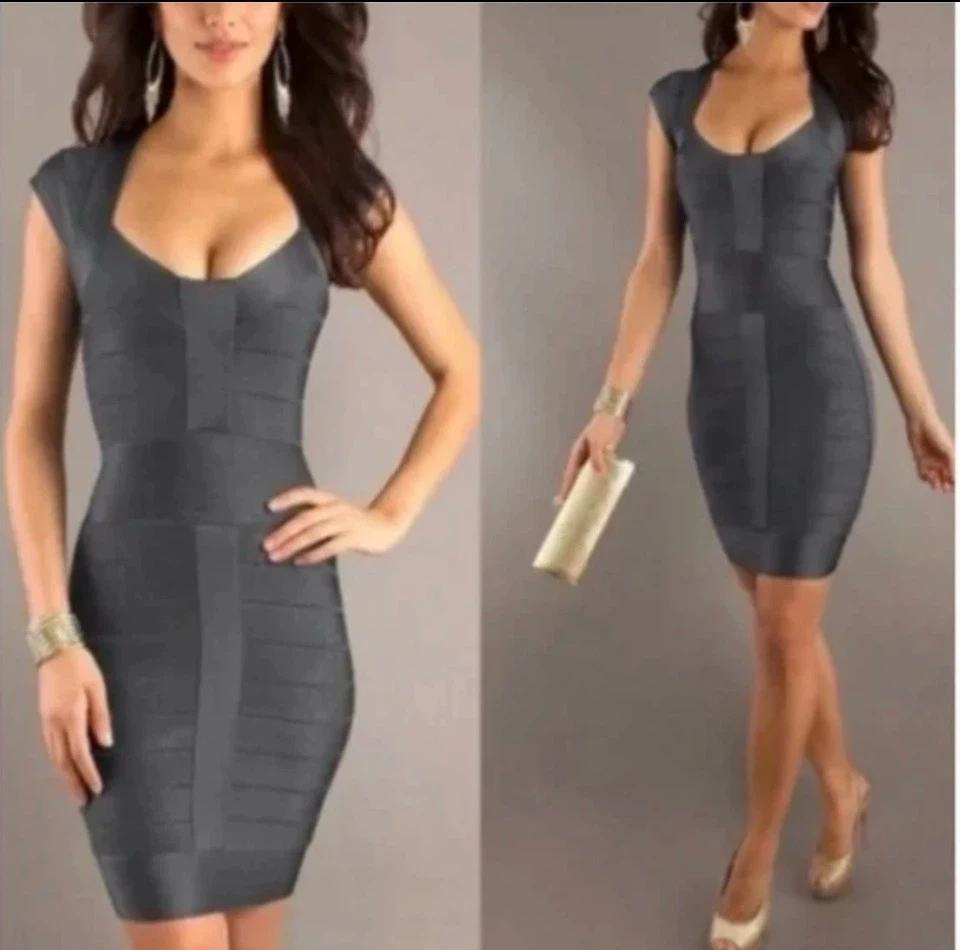 XS French Connection Spotlight  Bandage Bodycon Grey Dress - photo 5