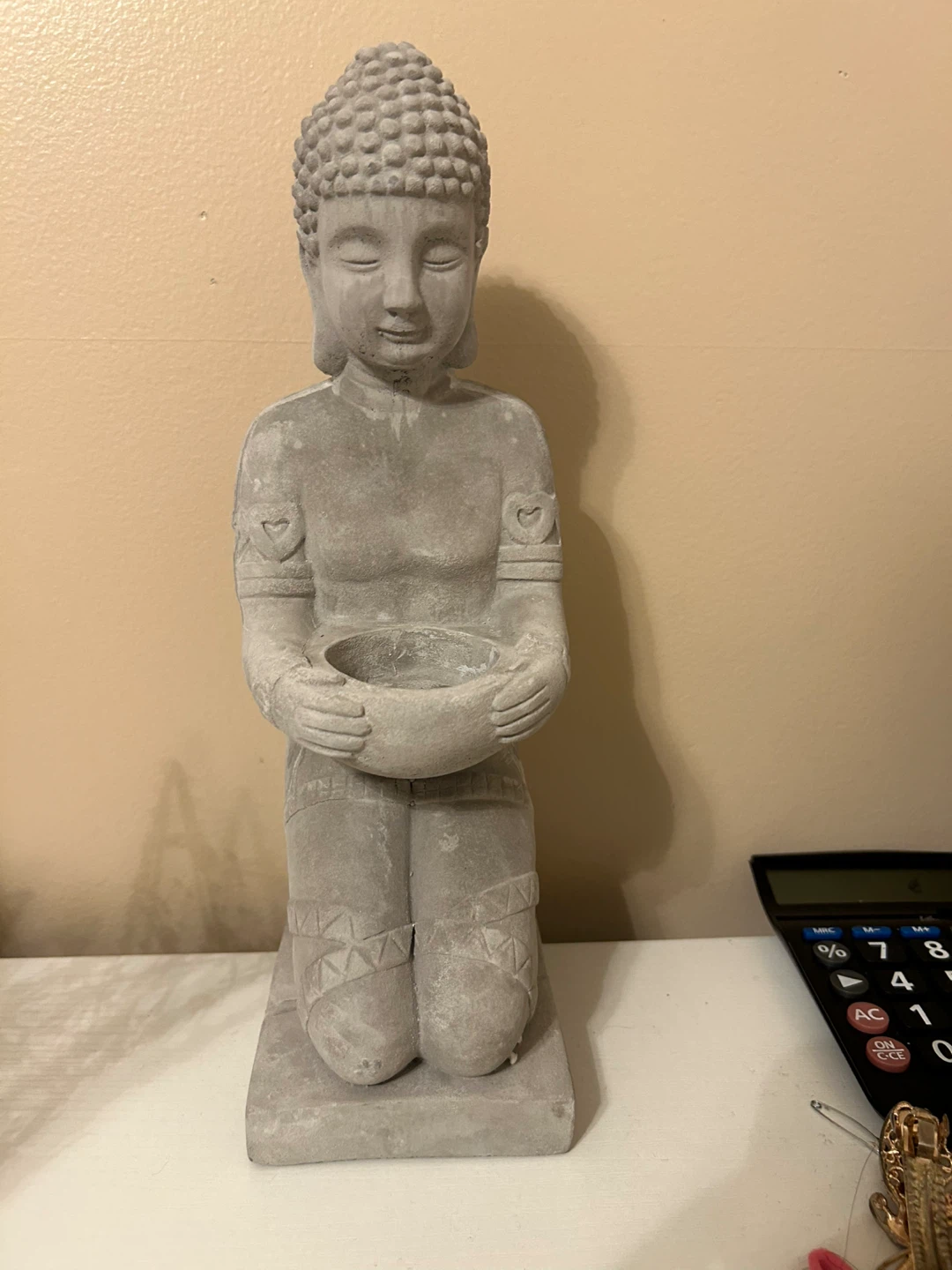 Stone effect Buddha candle holder