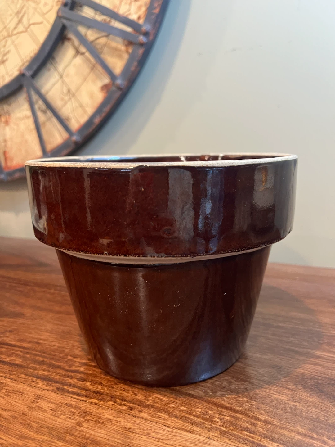 Vintage Brown Glazed Stoneware Planter/Pot