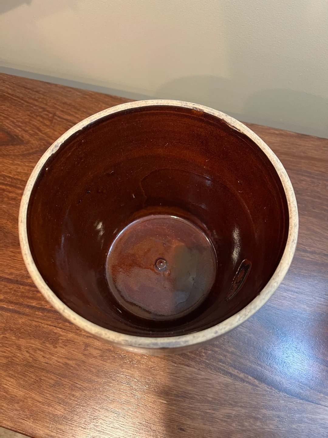 Vintage Brown Glazed Stoneware Planter/Pot - photo 2