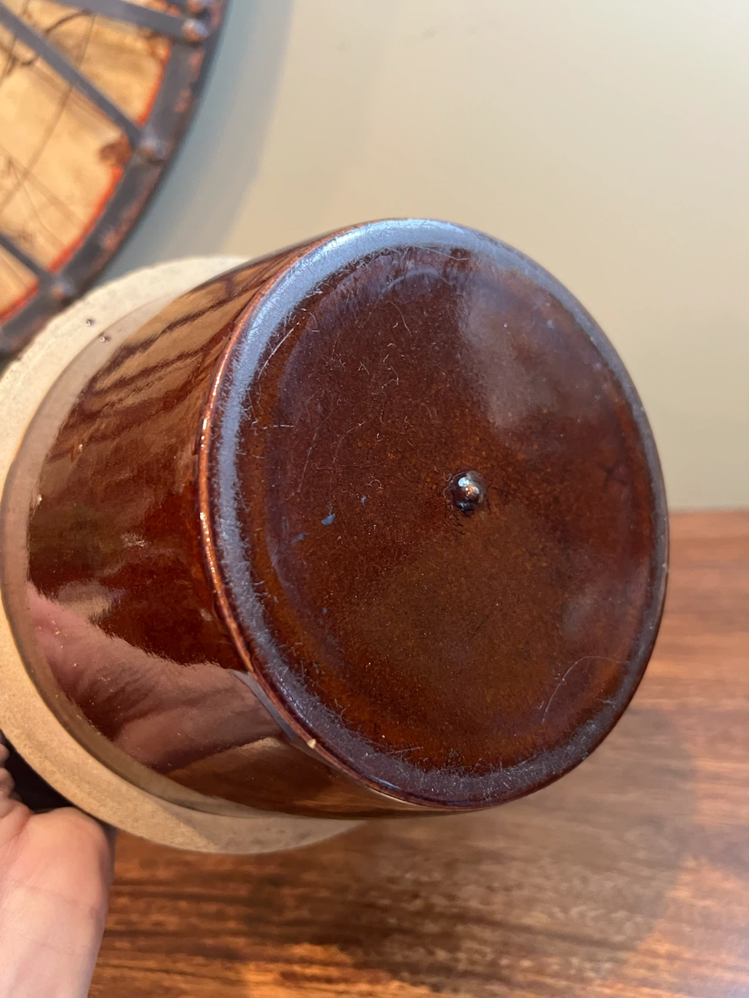 Vintage Brown Glazed Stoneware Planter/Pot - photo 3
