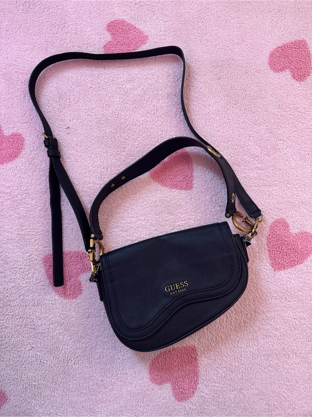 GUESS Black Saddle Crossbody Bag