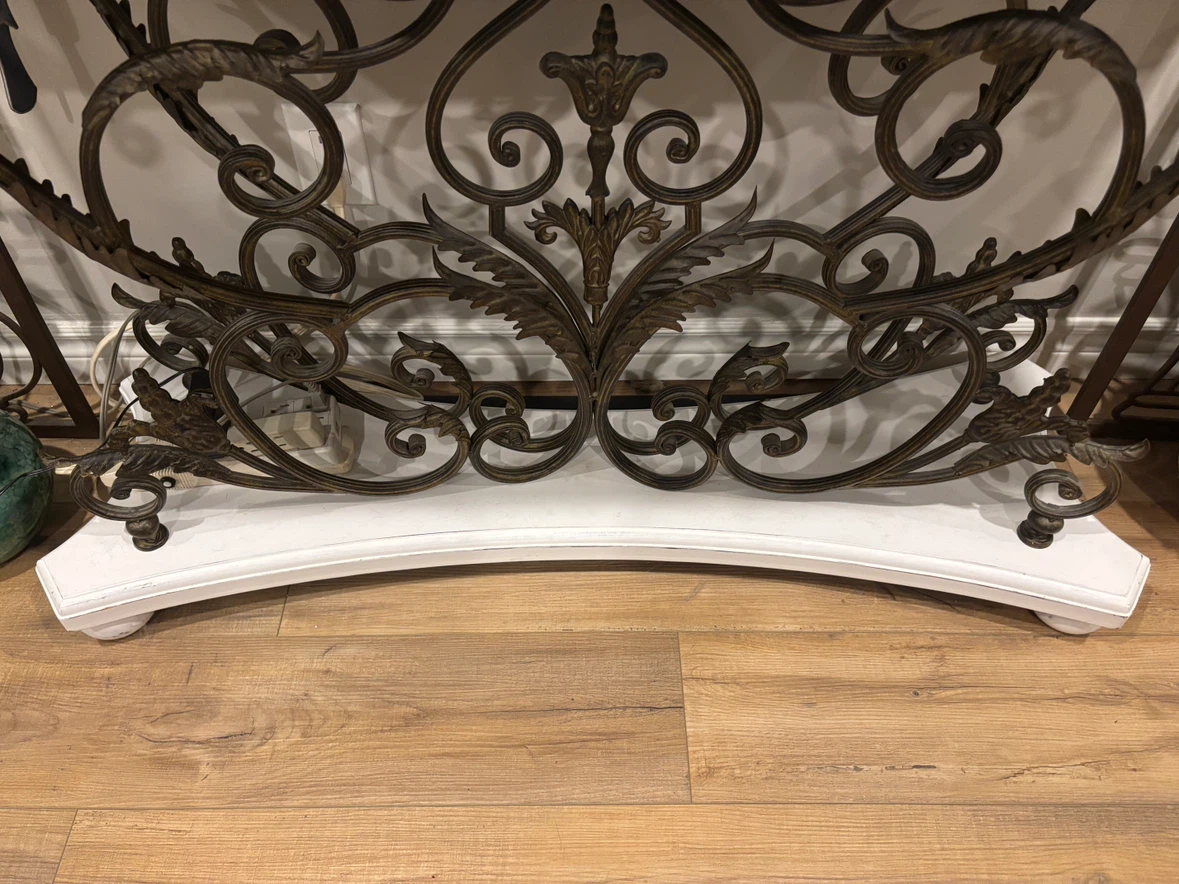 Wrought Iron and Wood Console Table - photo 2