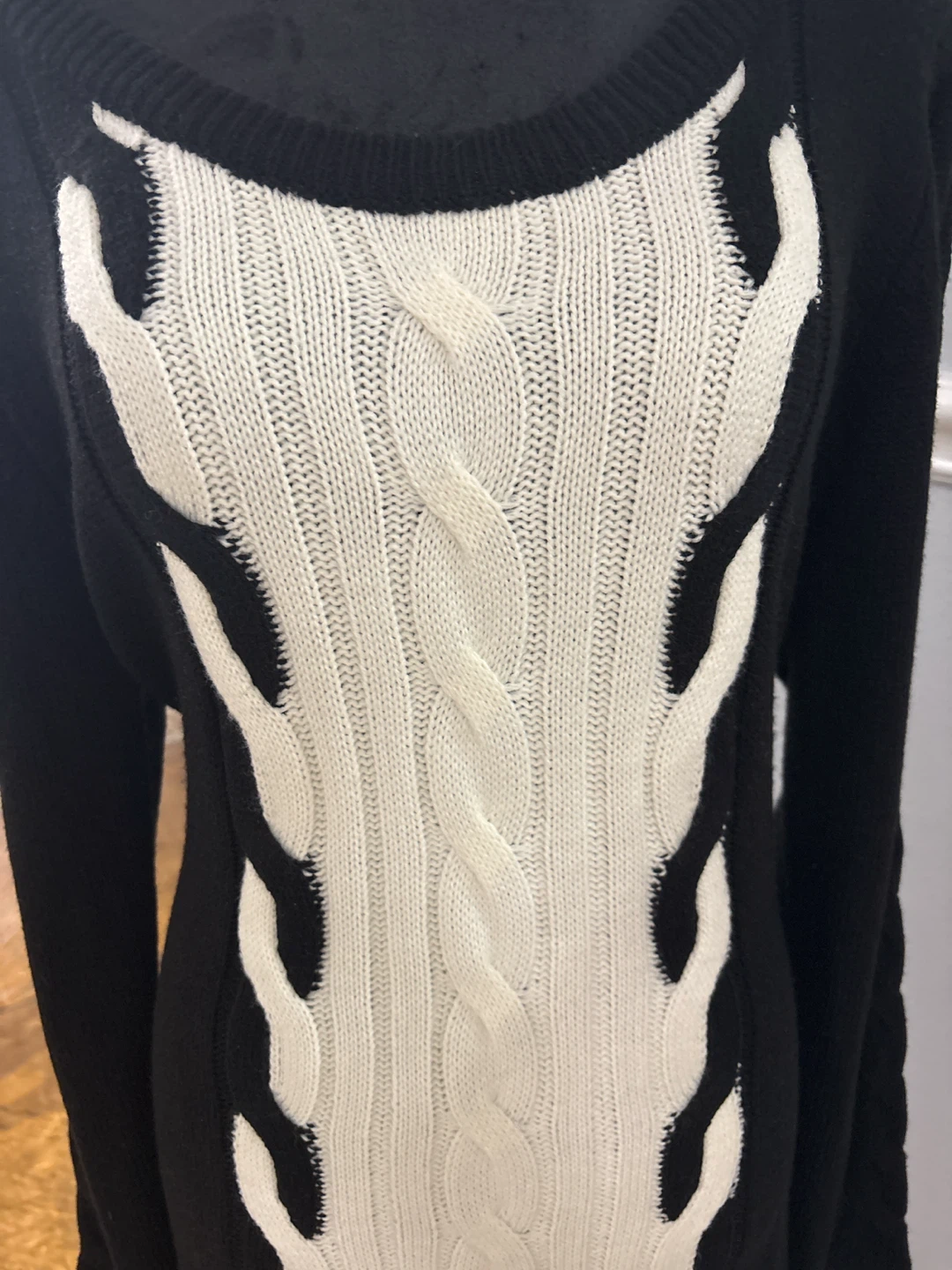 Black & White Cable Knit Sweater Dress - photo 2