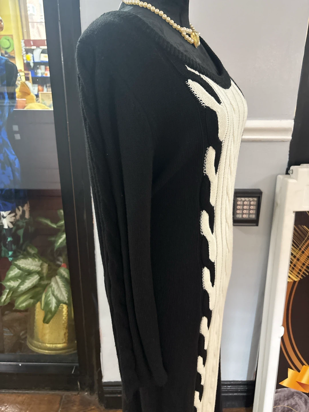 Black & White Cable Knit Sweater Dress - photo 3