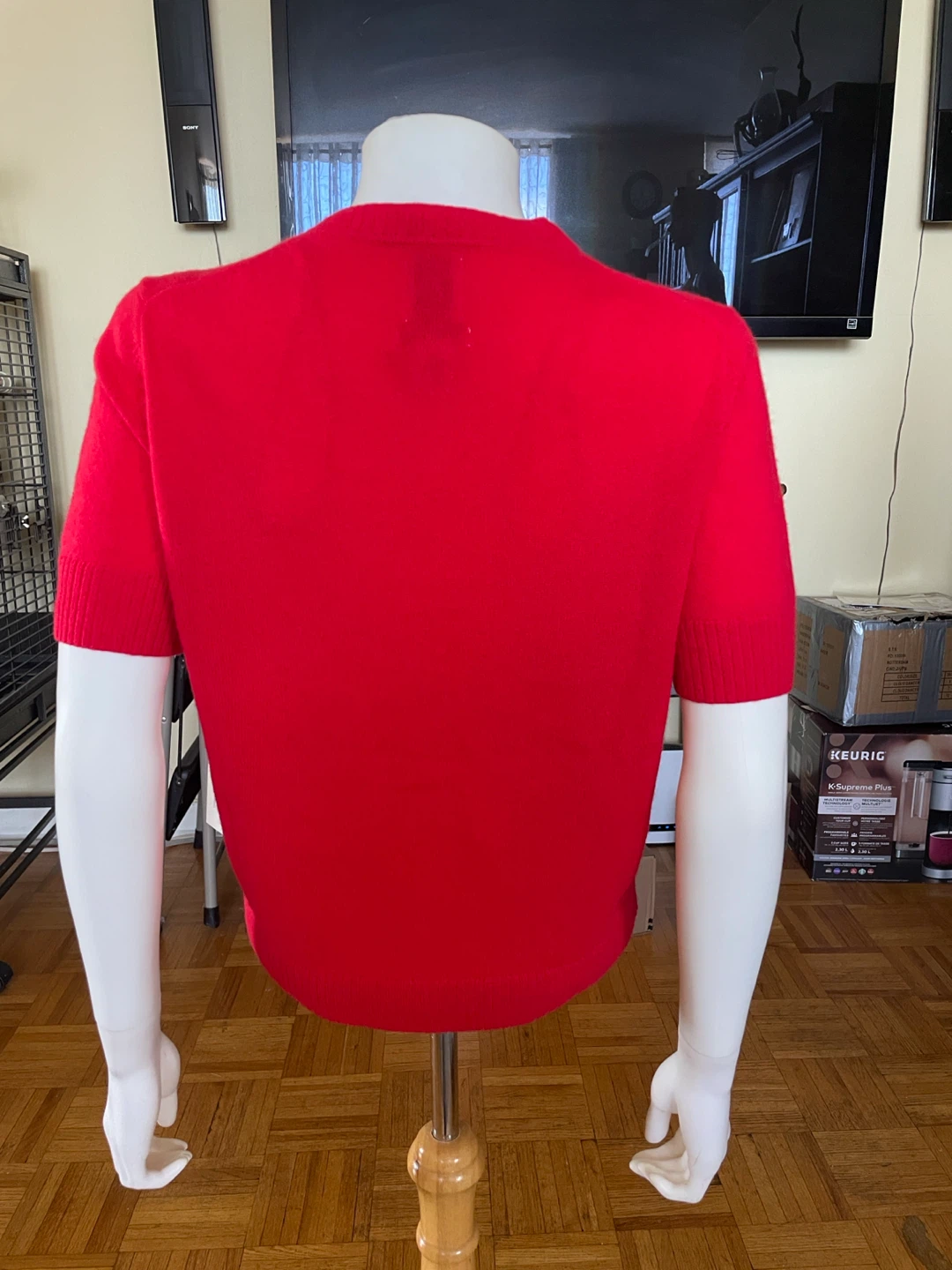 Joie 100% Cashmere Red Short Sleeve Cardigan - photo 2