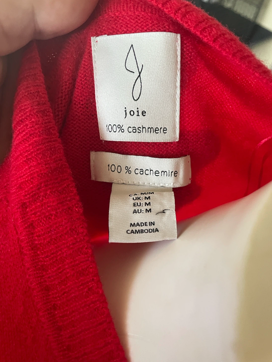 Joie 100% Cashmere Red Short Sleeve Cardigan - photo 3