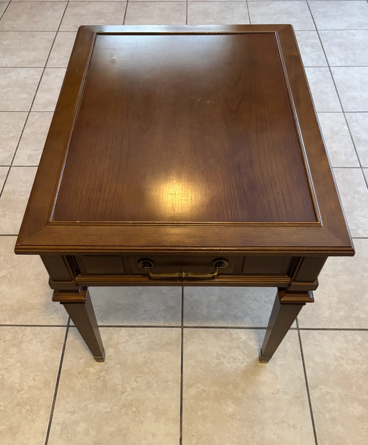 Beautiful Vintage Wooden Side Table with Drawer