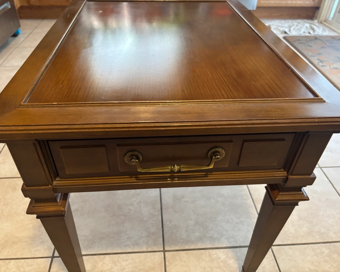 Beautiful Vintage Wooden Side Table with Drawer - photo 2