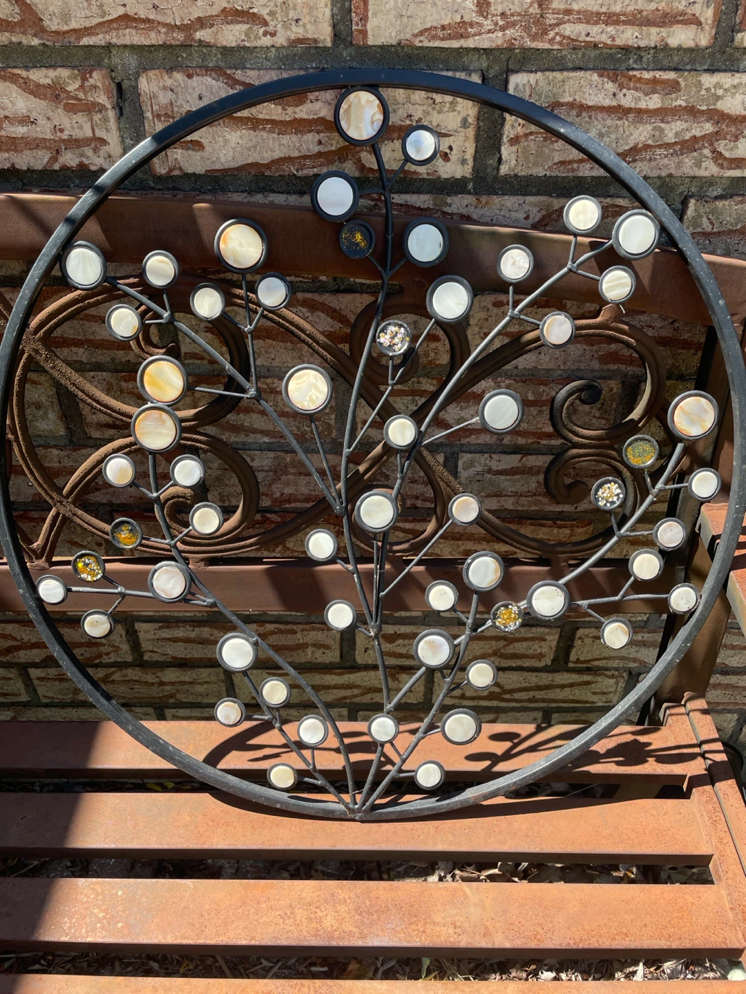Circular Metal Wall Decor with Inlaid Circles