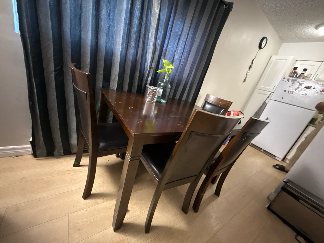 Dark Wood Dining Table with 4 Chairs - photo 2