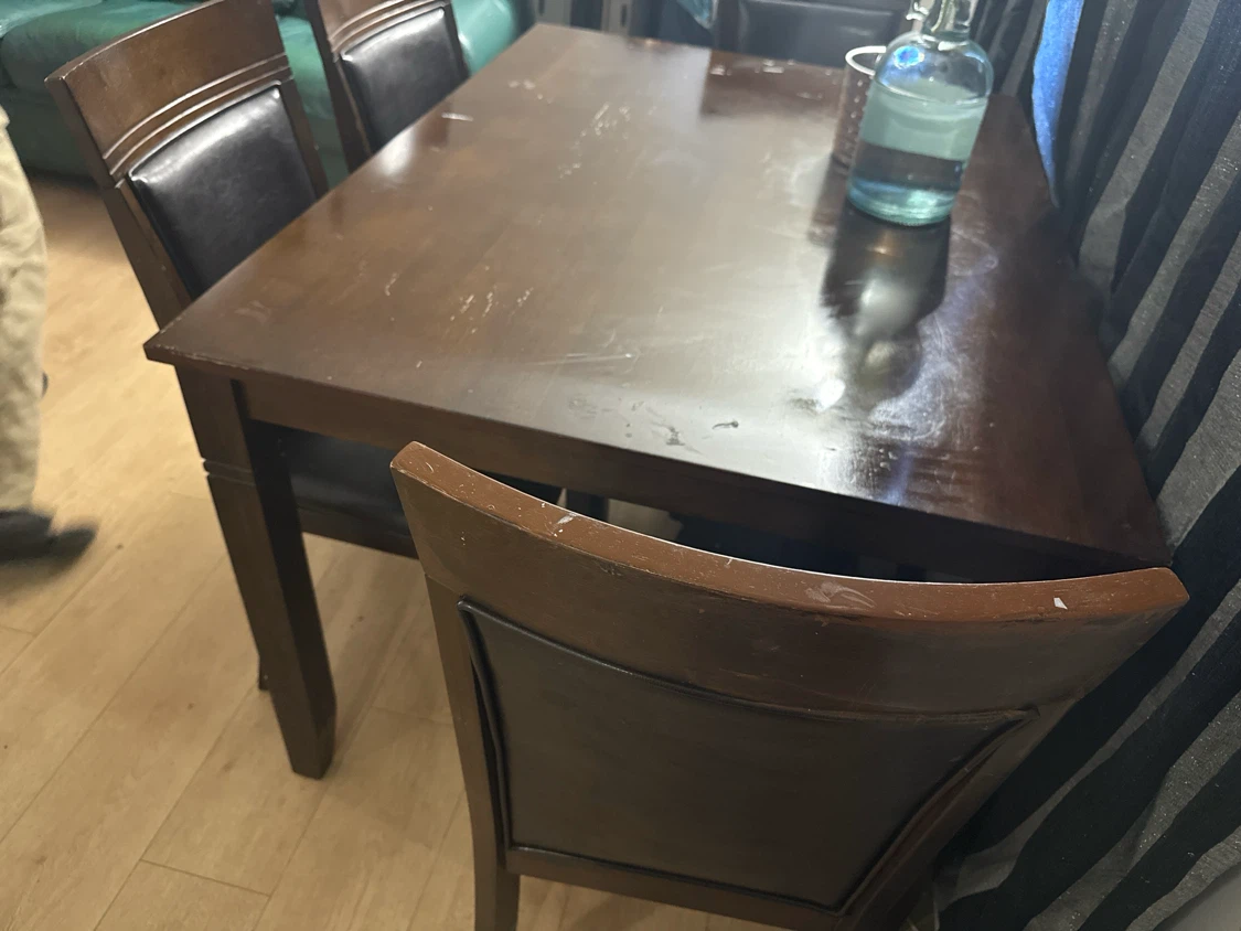 Dark Wood Dining Table with 4 Chairs - photo 3