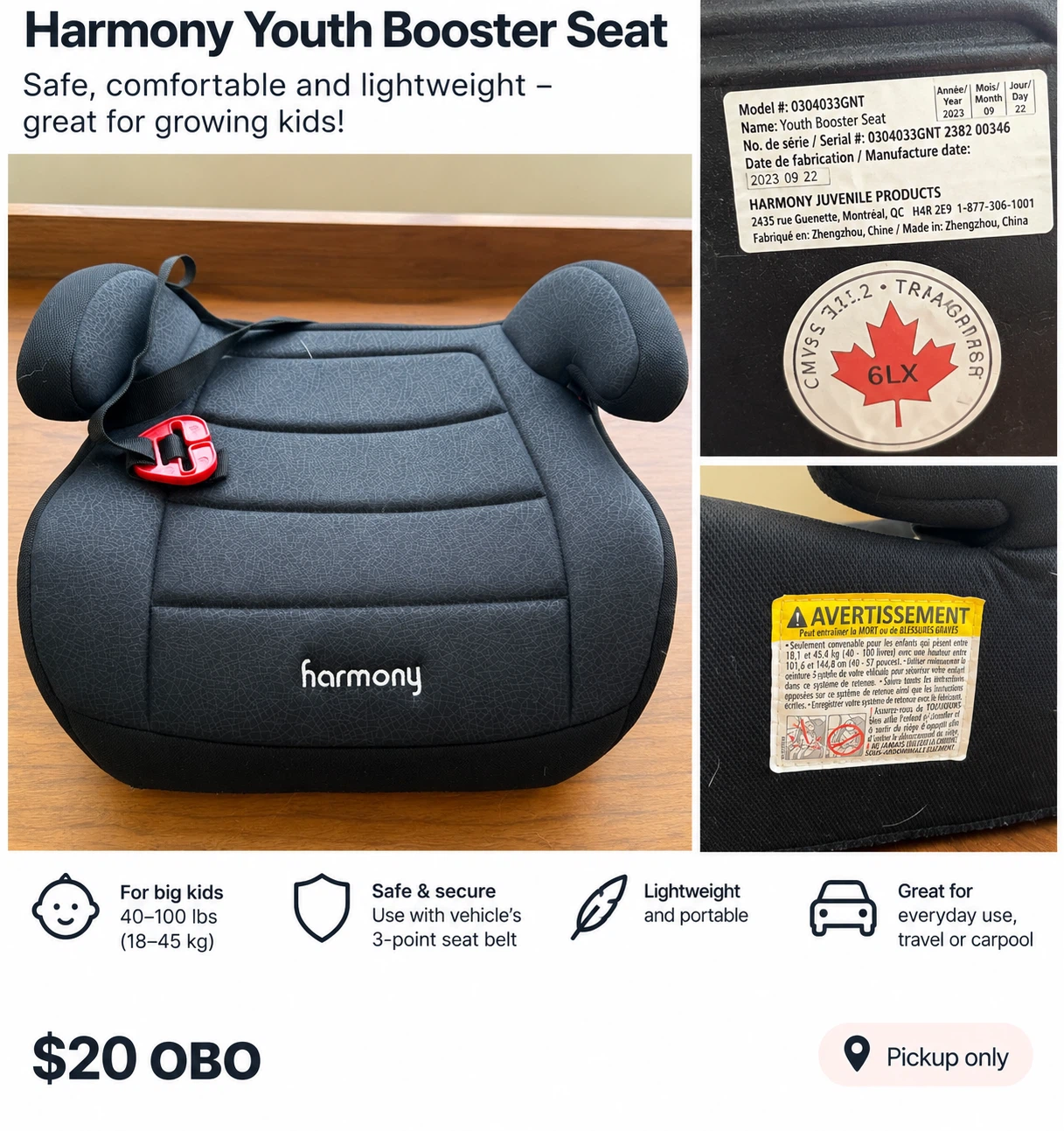 Harmony Youth Booster Seat
