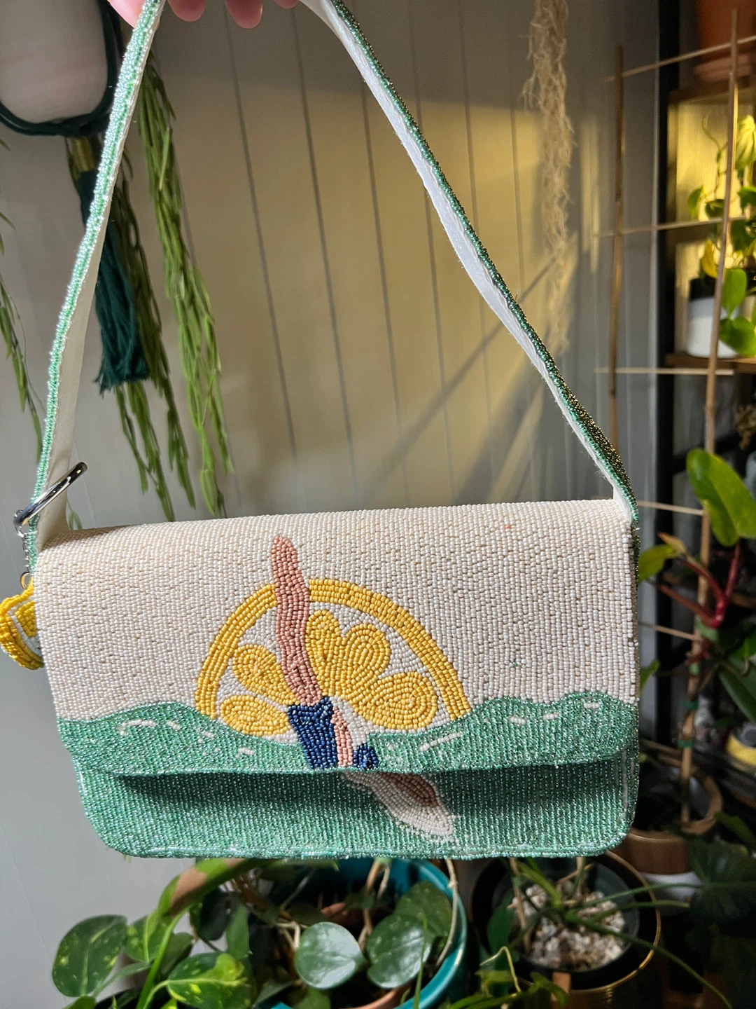 Beaded Lemon and Diver Handbag
