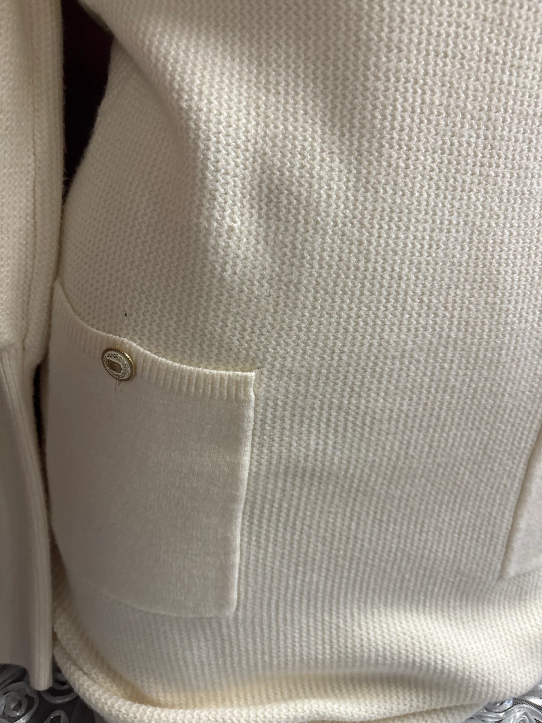 Cream Knit Sweater Dress with Gold Buttons - photo 3