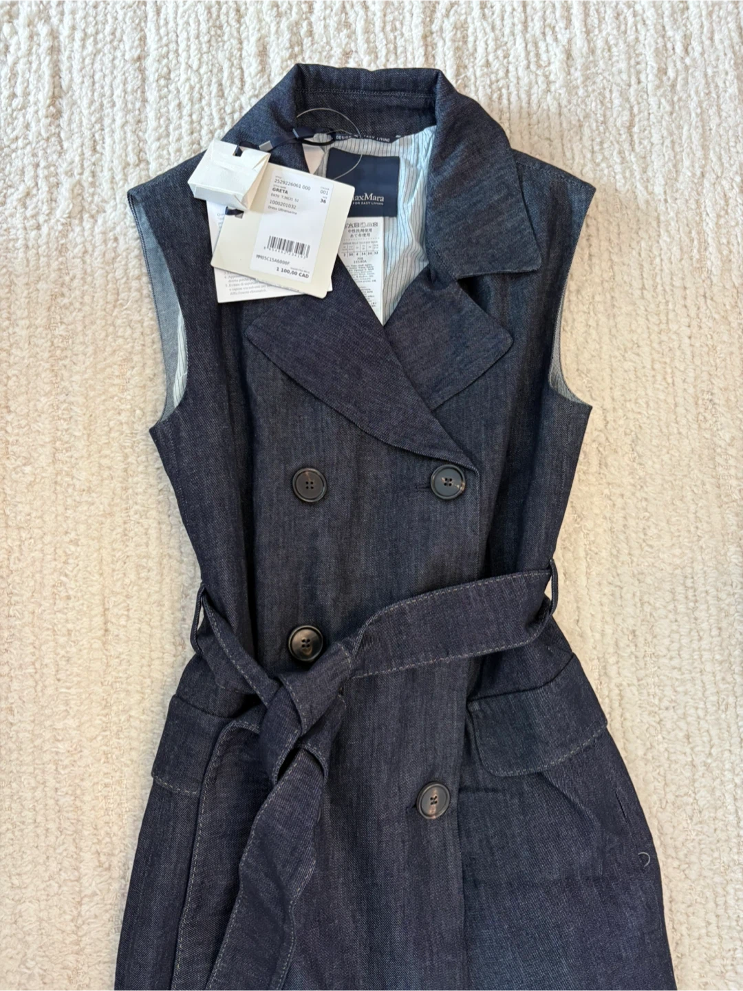 PAID $1100! NWT Max Mara Greta belted denim dress size 2 + 10! - photo 5
