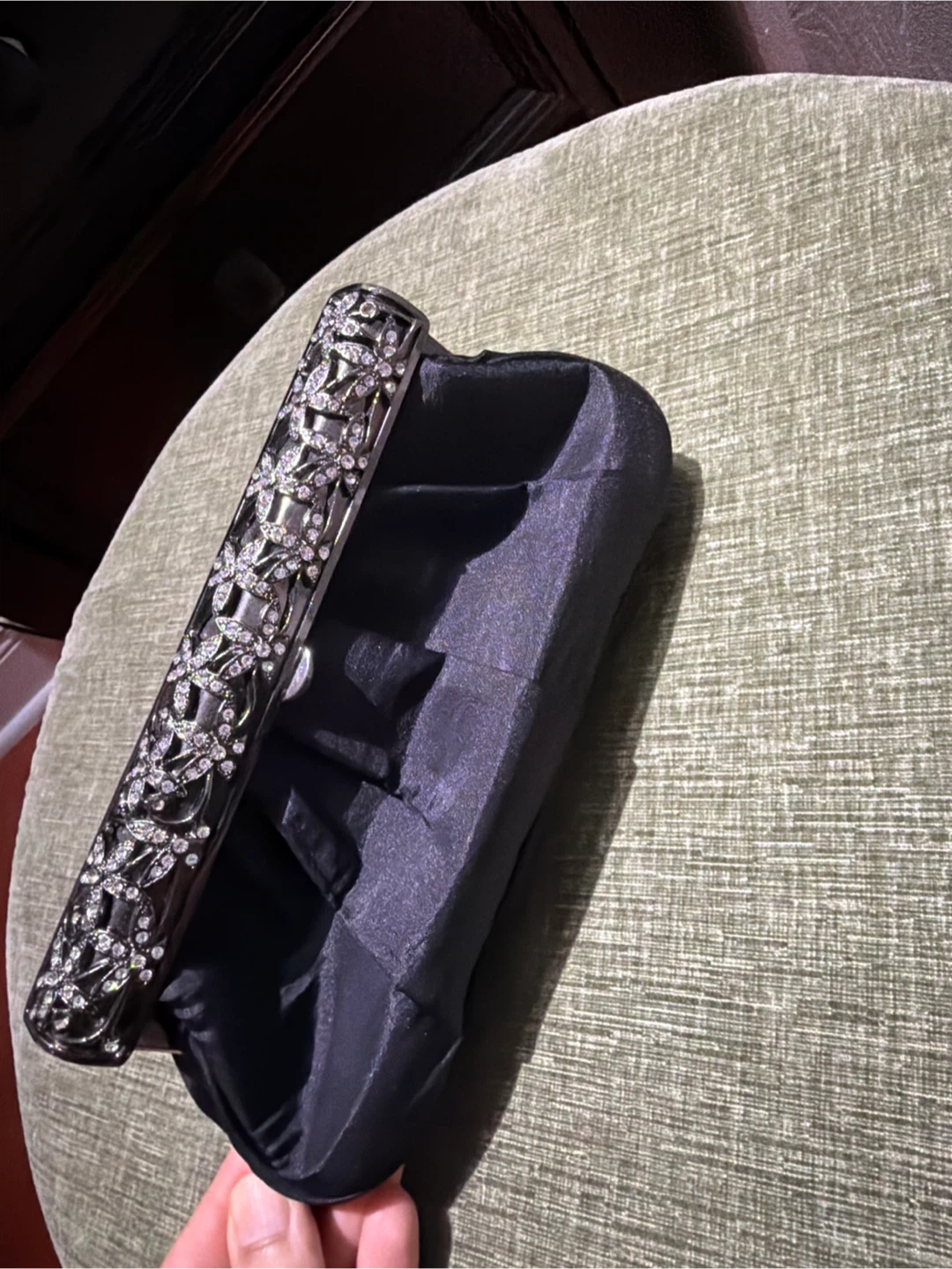 Black Rhinestone Embellished Clutch