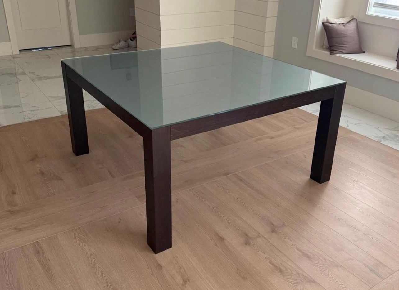 Square Dining Table with Frosted Glass Top - photo 2