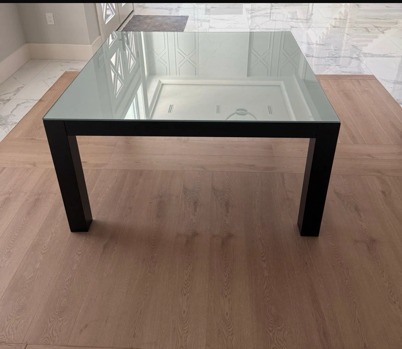 Square Dining Table with Frosted Glass Top - photo 3
