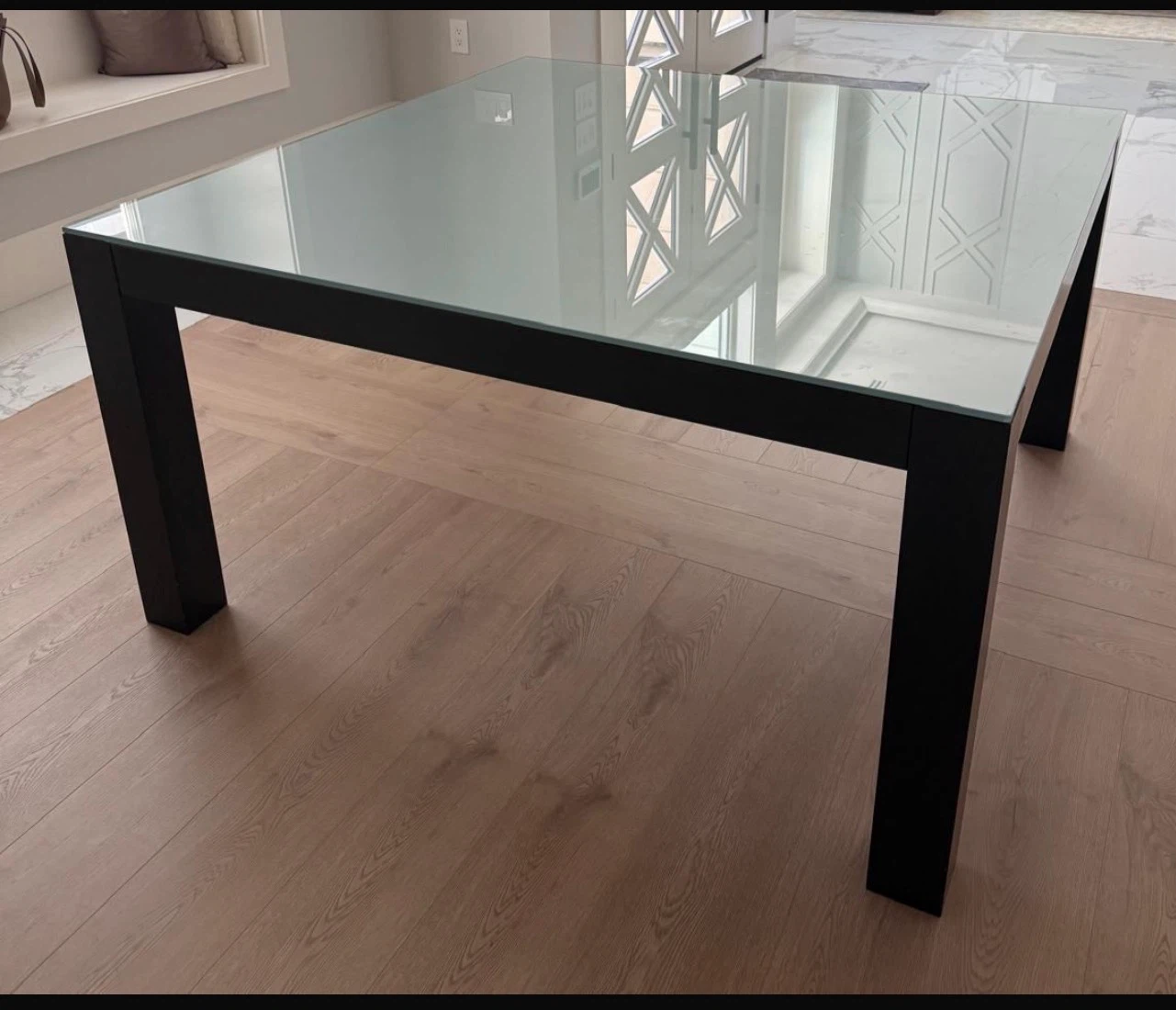 Square Dining Table with Frosted Glass Top - photo 4