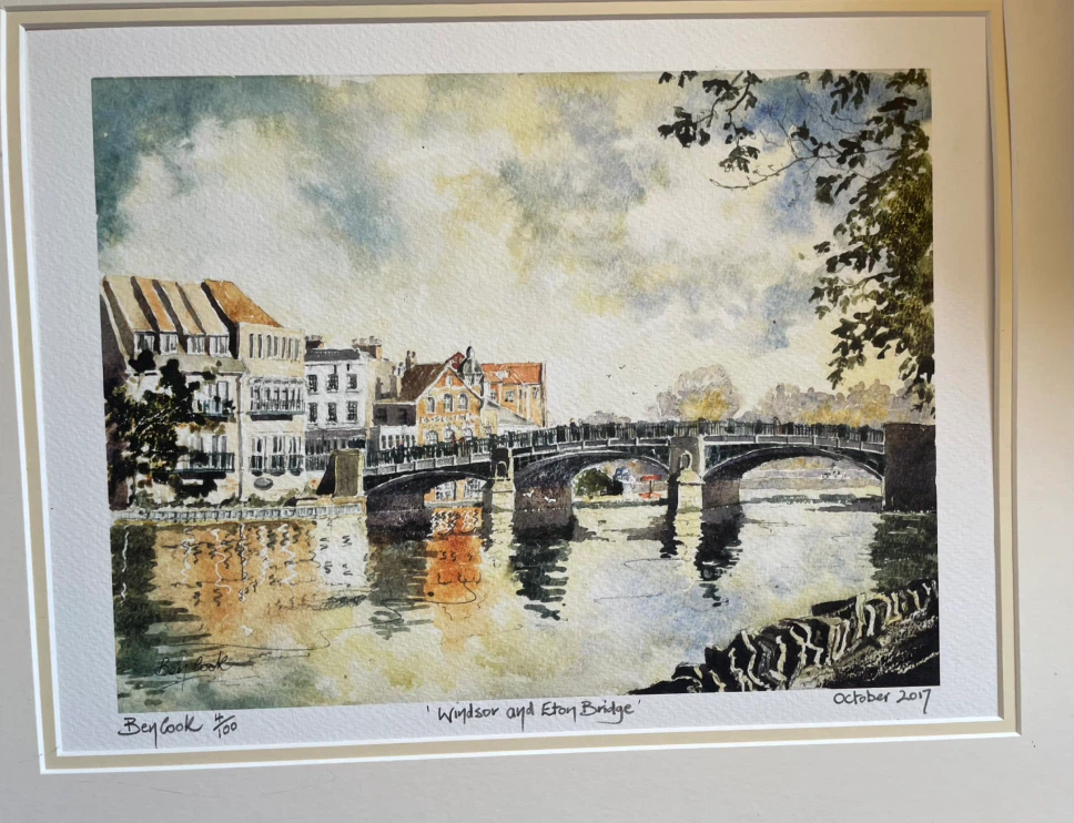 Watercolour Print 'Windsor and Eton Bridge' - October 2017
