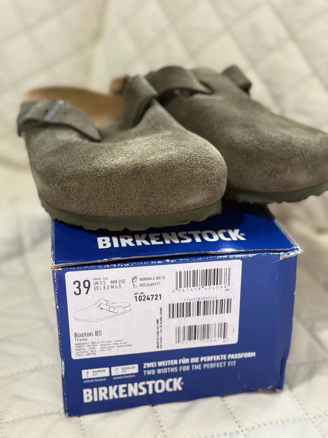 Birkenstock Boston Clogs Size 39 Thyme Suede - photo 4