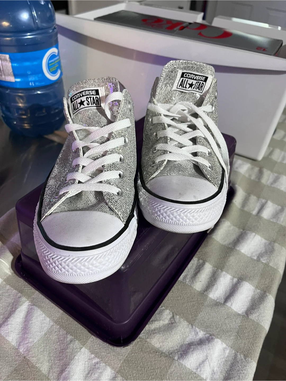 Converse Silver Glitter Unisex Low Sneakers