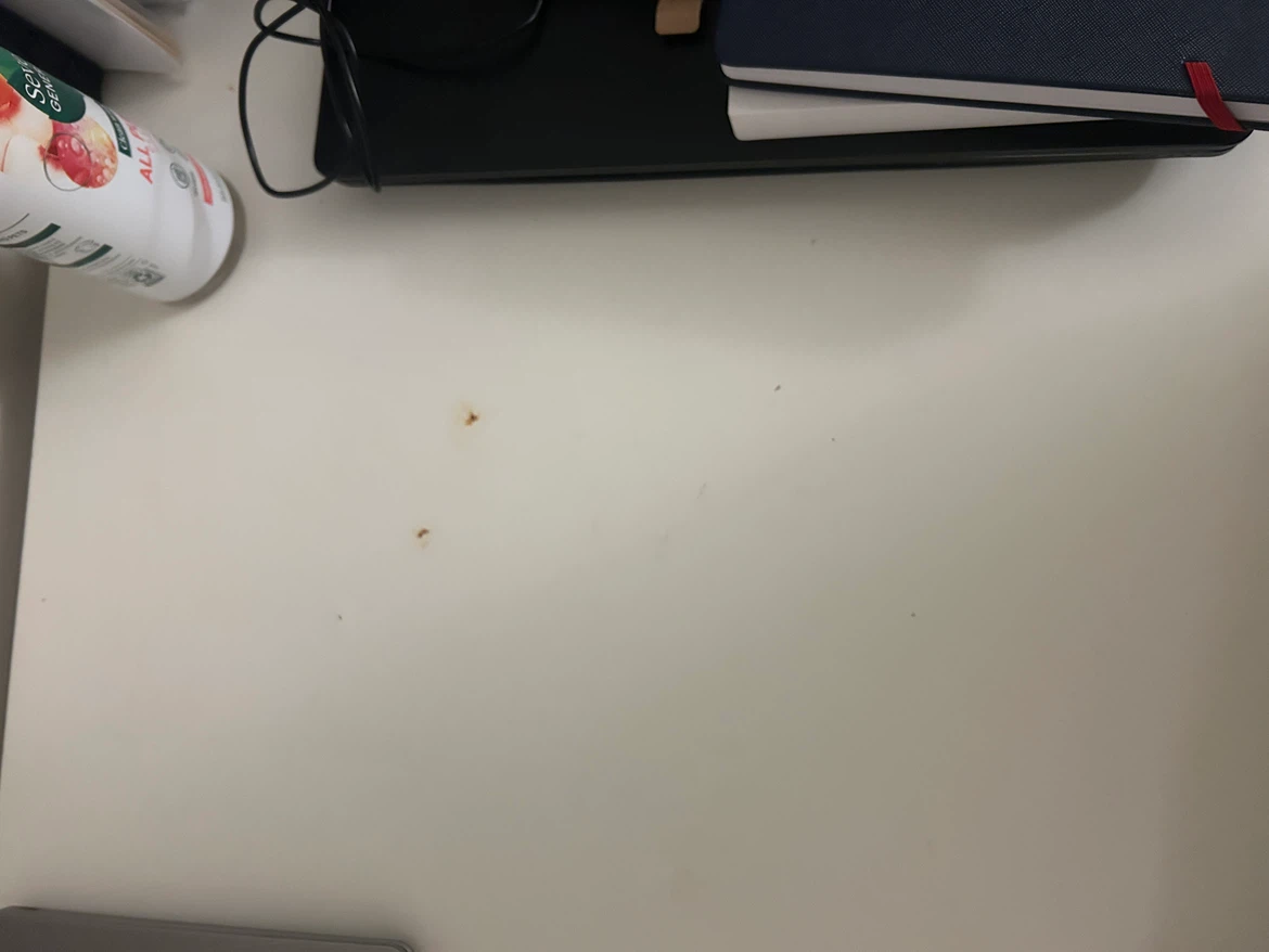 White IKEA desk with black metal legs